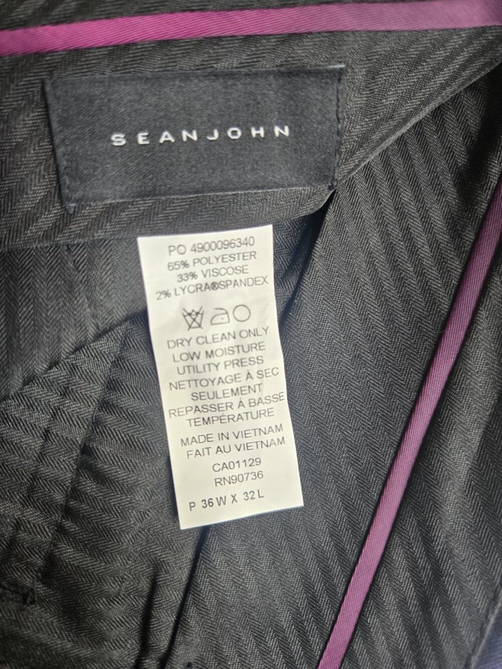 Sean John Men's Purple Plaid Dress Pants Size 36x32 Stretch Suit Trousers - Picture 8 of 9